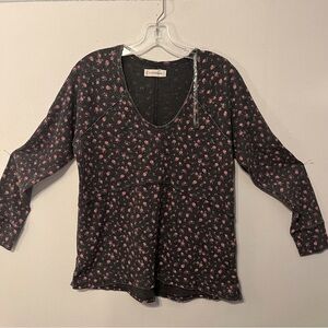 Lucky Brand Waffle Thermal over sized T-Shirt  Charcoal Gray  size meduim.